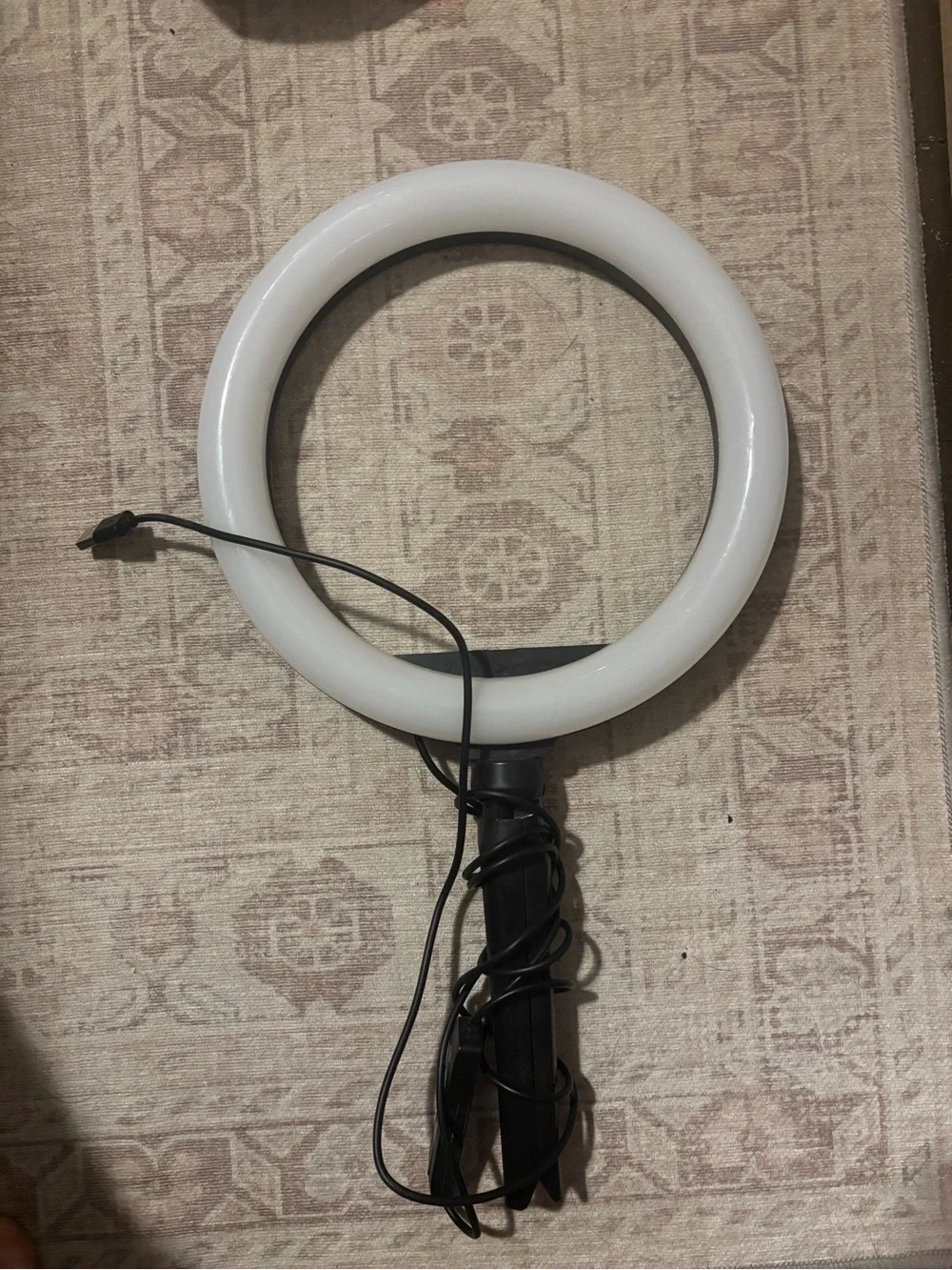 LED Ring Light with Adjustable Stand - White & Black
